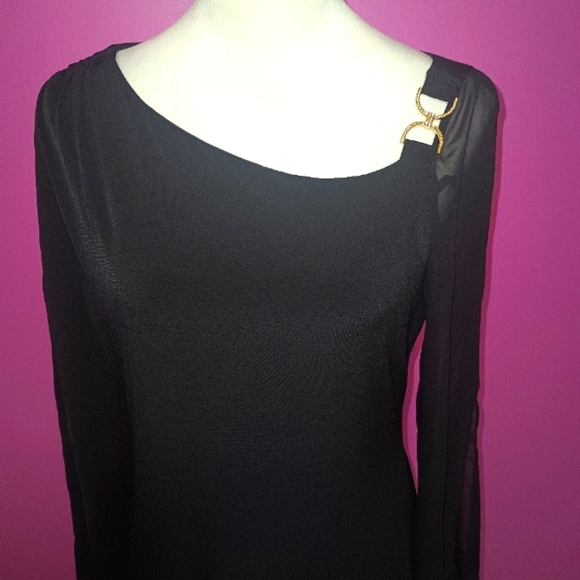 Ivanka Trump ladies elegant black split sleeve midi dress (Size 10) - Picture 3 of 7